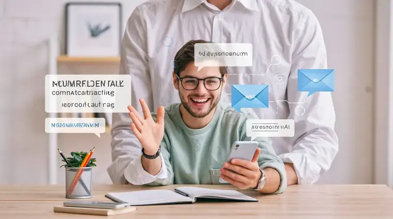 A customer receiving personalized messages through AI on a smartphone, with a cheerful expression.
