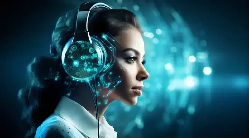 A modern business setting with AI technology enhancing customer service.