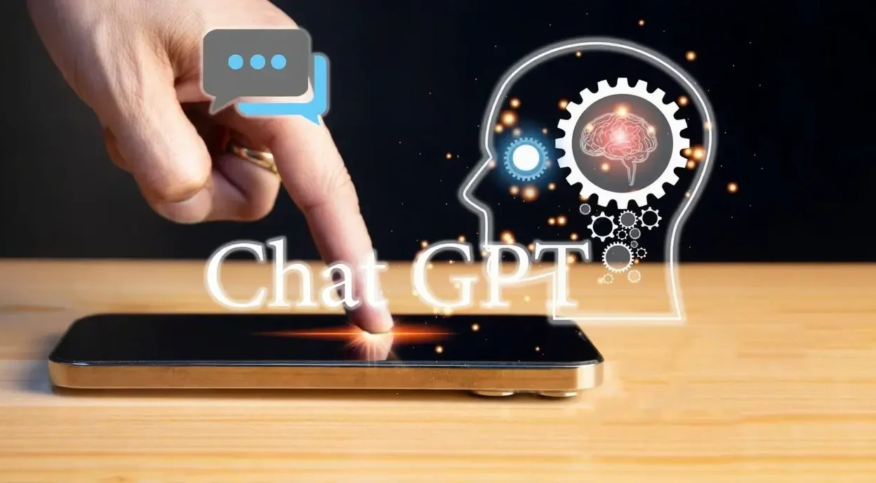 A sales professional engaging with ChatGPT on a laptop while drafting personalized emails.